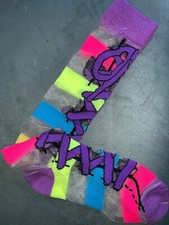 KNEE SOCKS BRIGHT STRIPE  SHEER TALL 9-11 SUPER CUTE 