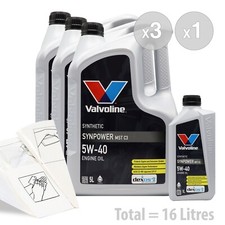 Valvoline SynPower MST C3 5W40 Car Engine Oil Service Kit / Pack 16 LITRES 16L 7.62 per litre