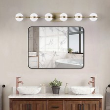 6 Lights LED Gold Frosted Shades Vanity Light Bathroom Mirror Wall Lamp Fixture