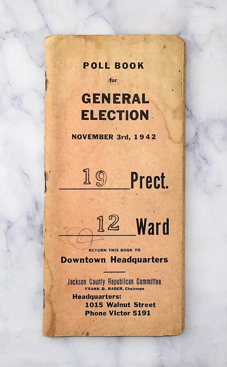 VTG Poll Book For General Election November 3, 1942 Kansas City, MO | eBay