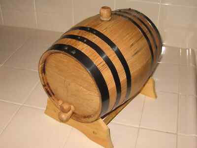 1 Liter Oak Barrel with Black Hoops - Perfect for Aging Whiskey, Tequilaa, Spiri