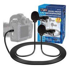 Vidpro XM-DLC Dual-Head Lavalier Microphone for DSLR Cameras and Camcorders