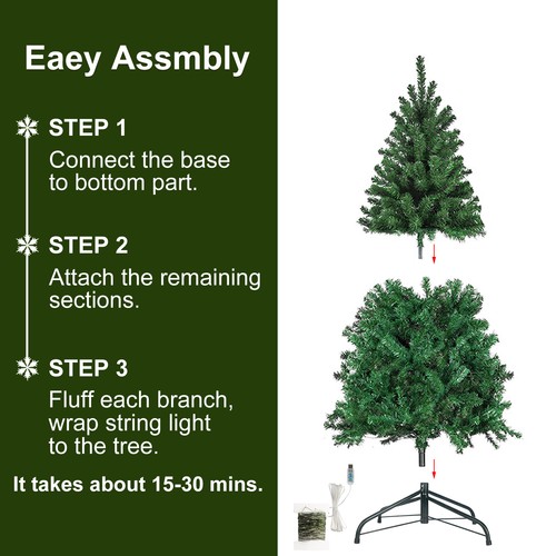 4.5-7.5Ft Pre-Lit Fiber Optic Artificial Christmas Tree Led Lights Decorations - Picture 6 of 48