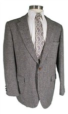 Harris Tweed Vtg Mens Grey Barleycorn 2 Btn Blazer 44L USA