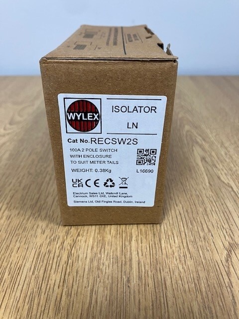 Isolatore Bipolare Wylex REC2S 100A 2 Poli - Contenitore Interruttori Blu E Marrone