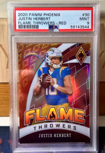 2020 Phoenix Football Flame Throwers Red /299 Justin Herbert PSA 9 RC CHARGERS