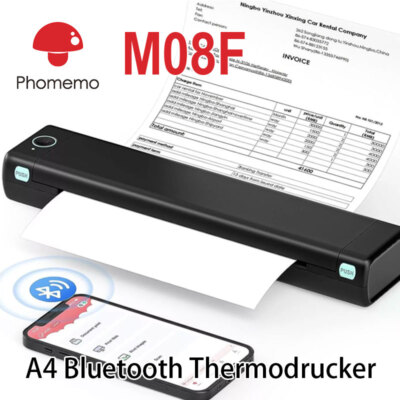 Phomemo M08F Bluetooth A4 Thermodrucker Kabelloser Kompatibel mit Android & iOS