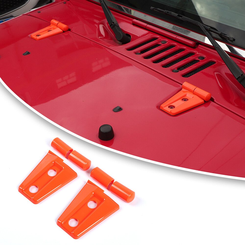 Orange Engine Hood Hinge Cover Trim Bezel for Jeep Wrangler JK 07-18 Accessories