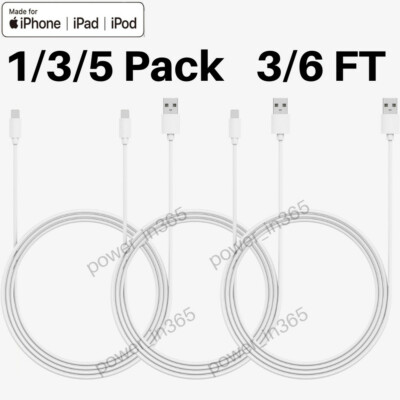 3FT 6FT USB Cable Heavy Duty For iPhone 8 7 6 XR iPad Charger Charging Cord Lot