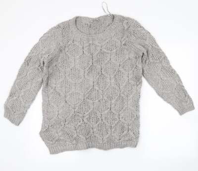 Marks and Spencer Damen Pullover Grau Rundhalsausschnitt Acrylmischung Größe 10