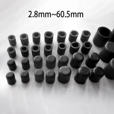 MARKENLOS Silikon Gummi Kappe Schwarz Rund Rohrkappen Stuhlbeinkappen Endkappen 2.8-60.5mm