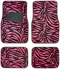 New Safari Zebra Tiger Hot Pink Car Truck Suv Front Rear Carpet Floor Mats Set