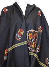 Hand loomed Wool Blend Shawl Wrap Black Color from India 