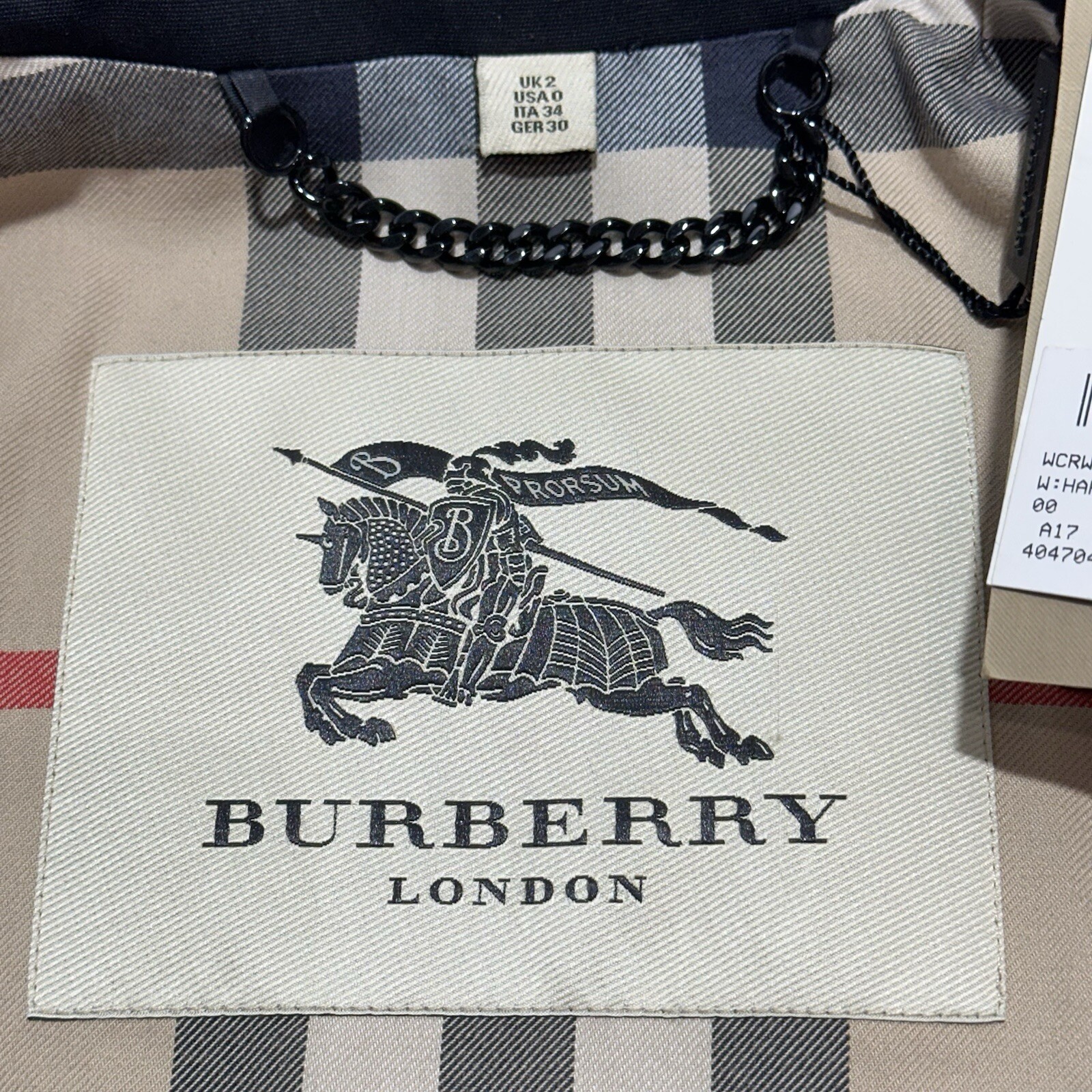 NWT Burberry Harbourne Black Mid-Length Trench Coat Nova Check Lining Size US 0 image 6