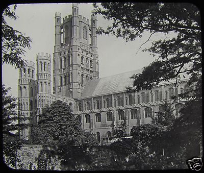 Glas Magic Lantern Slide ELY CATHEDRAL FROM THE EAST C1890 PHOTO ENGLAND