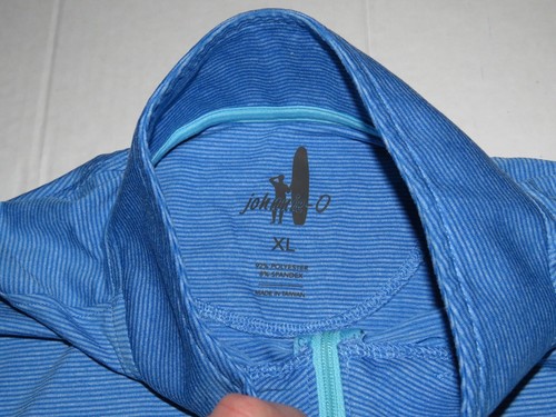 Johnnie O 1/2 Zip Performance Pull Over Blue Striped Long Sleeve Shirt Size XL - Picture 2 of 4