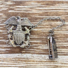 VINTAGE MILITARY ANCHOR FLAG EAGLE STERLING SILVER 925 BROOCH PIN RETRO