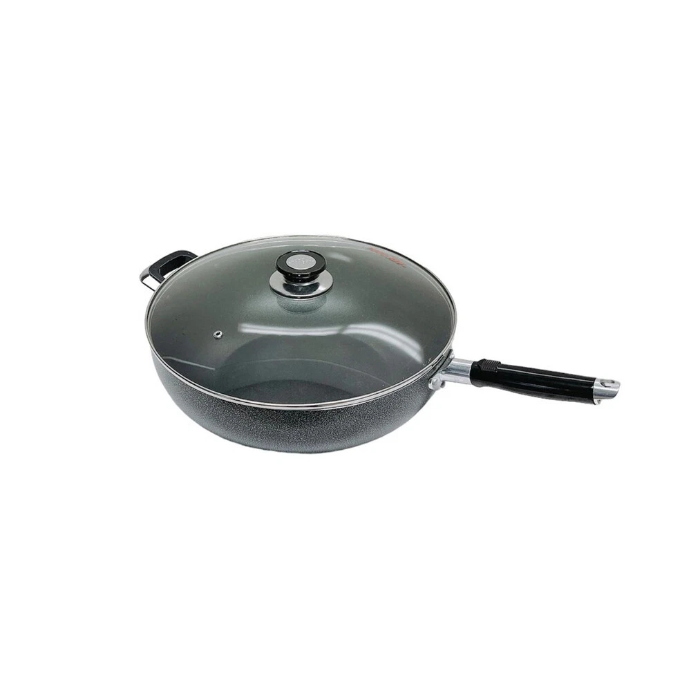 13.5" Nonstick Wok Pan W/ Lid Deep Frying Pan W/ Handle,Skillet,Dishwasher Safe