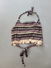 Vtg Bra Top Cropped Crop Shirt Boho India Cotton Strappy Cut Out Back Ties M