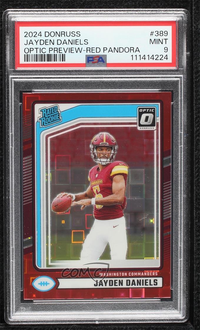 2024 Donruss Optic Preview Red Pandora Prizm Jayden Daniels PSA 9 Rookie RC 0s2