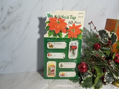 Vintage NOS 1970s Eureka Christmas Self Stick Gift Tags 60 Pcs. Paper Magic USA