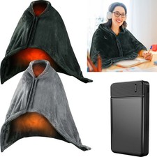 Electric Heated Blanket Stylish Poncho Shawl Wrap with 20000mAh Power Battery