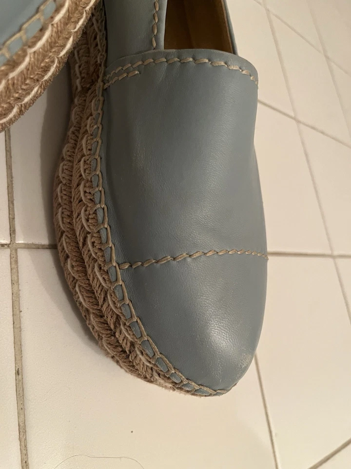 Prada синий кожаный Whipstitch платформе Espadrille туфли на платформе - размер 40 - Изображение 4 из 4