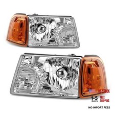Headlight Assembly Compatible Chrome Housing Amber Reflector Fit 01-11 Ranger