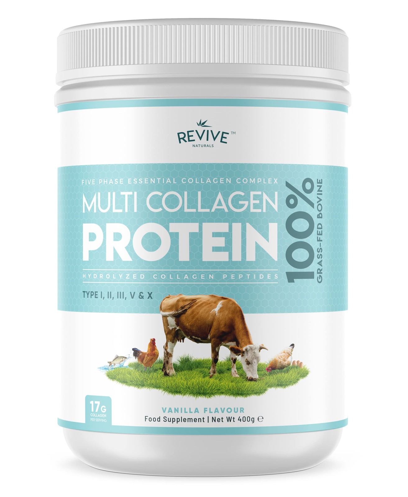 Vanilla Multi Collagen Protein Powder - 400g - Unsweetened 400 g (Pack of 1)
