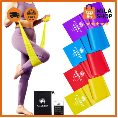 Fitnessbaender 4er Set 1,5m Gymnastikband Pilates Yoga Krafttraining Stretch