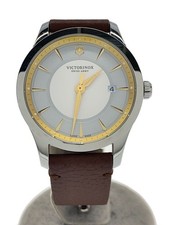 VICTORINOX Quartz Watch Analog Faux Leather Gold Brown 241806