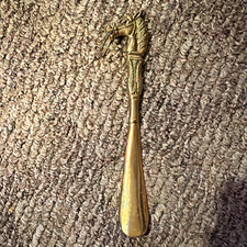 Horse Head Handled Shoe Horn Brass with Hanging Ring