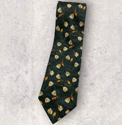 ALTEA VINTAGE Silk Tie ITALY Gray Beige Orange Floral W:3.8'' EUC