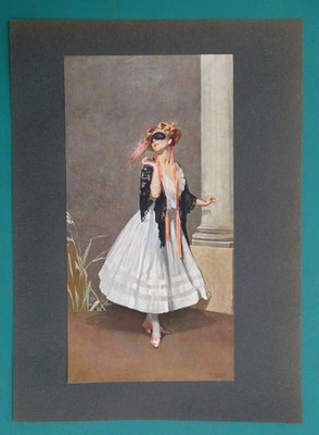 ITALIAN GIRL in Mask Folk Comedy Fetes Galantes - 1912 COLOR Print by Giusti