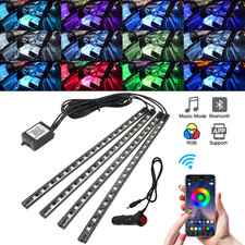 4pcs Rgb Led Car Interior Floor Atmosphere Neon Light Strips Bluetooth App Lamp