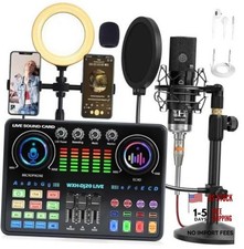 Podcast Equipment Bundle, WXH520 Podcast Microphone with Voice Dj20 Sound Card