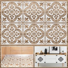 Mandala 6 Pieces Reusable Tile Stencil 12 x 12 Inches Wall Templates Tile...