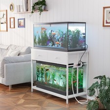 VOWNER 40 Gallon Aquarium Stand with Power 39.4" L x 18.9" W x 31.5"H, White