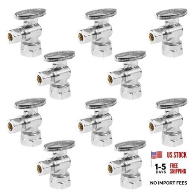 ,1/2'' FIP Iron Pipe x 3/8'' Compression Chrome Angle 10Pack Angle Stop Valve