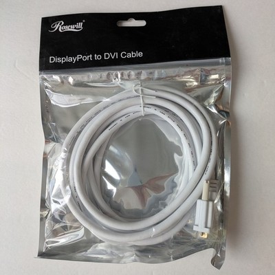Rosewill RCDC-14007 10ft White DisplayPort to DVI Cable - Male to Male