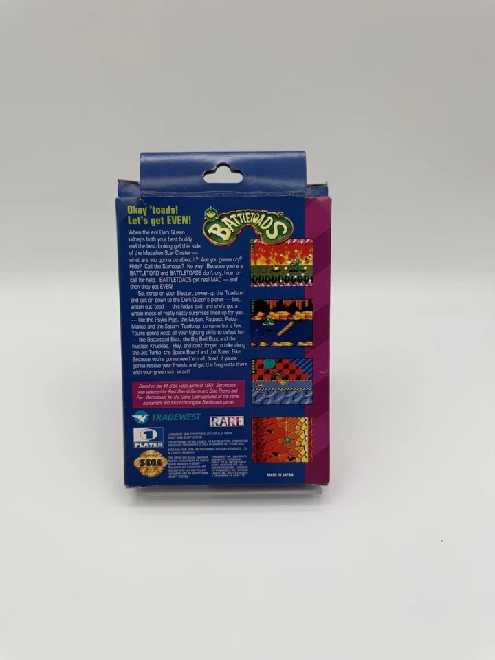 Sega Battletoads Game Gear 1993 Complete CIB W/ Manual, Box and inserts. Tested - Image 2 of 4