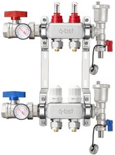 Stainless Steel PEX Manifold Kit for Radiant Floor Heating - 2 Loop, 1/2" Adapte