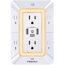 Multi Plug 6 Outlet Surge Protector Extender with 3 USB Ports 1 2U1C White
