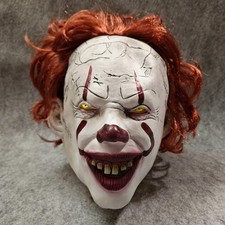 Pennywise IT Clown Cosplay Mask Red Hair Horror Costume Mask
