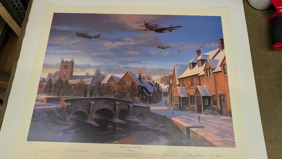 Nicolas Trudgian Warm Winter's Welcome ~WW2 ~ Signed ~ damaged print, - Image 1 of 4