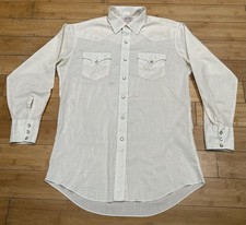 VTG 60  s H bar C Ranch Wear Western Shirt Men  s M/15.5 L Pearl Snap Brown Check