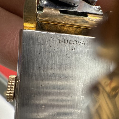 1949 Bulova Beau Brummell quadrante rubino e diamanti art deco anse con cappuccio unisex - Foto 7 di 8