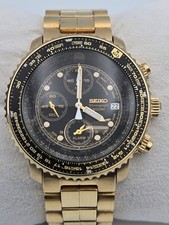 Seiko Flightmaster Chronograph Pilot 42mm Black Dial Quartz Men's Watch SNA414P1