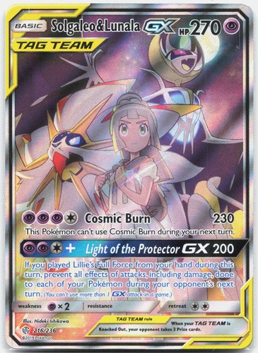Solgaleo & Lunala GX (Full Art) Ultra Rare SM - Cosmic Eclipse SM12 216/236 NM