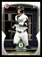 Jonah Cox 2023 1st Bowman Draft #BD-135 Oakland Athletics A's ROOKIE - FREE SHIP